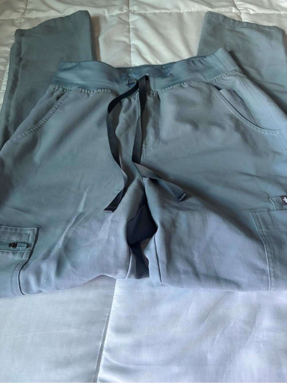 High waisted yola style dusty blue figs size S